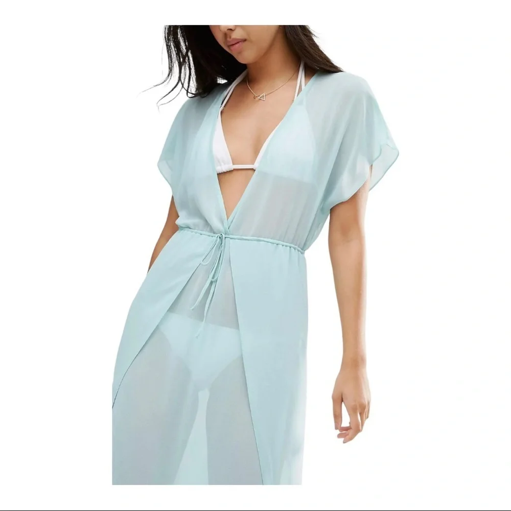 ASOS Wrap Front Chiffon Maxi Beach Kaftan Size 0 - Picture 3 of 12